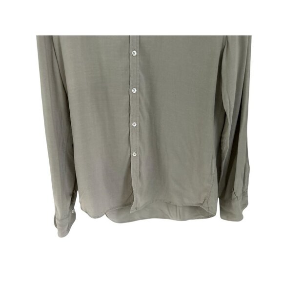 VENROY Linen Blend Button-up henley shirt tunic long sleeve pale sage  Size Med - Picture 6 of 10